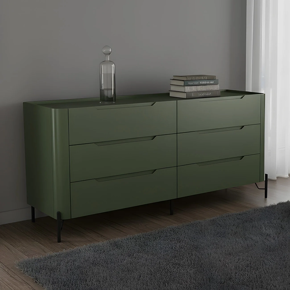 Cômoda Quarto 178cm Casal 6 Gavetas Blen Musgo/Preto I06 - Mpozenato