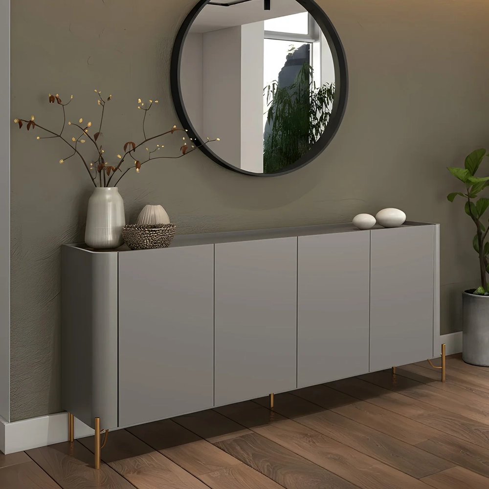 Buffet Aparador 180cm 4 Portas Lisas Blen Grigio/Dourado I06 - Mpozenato