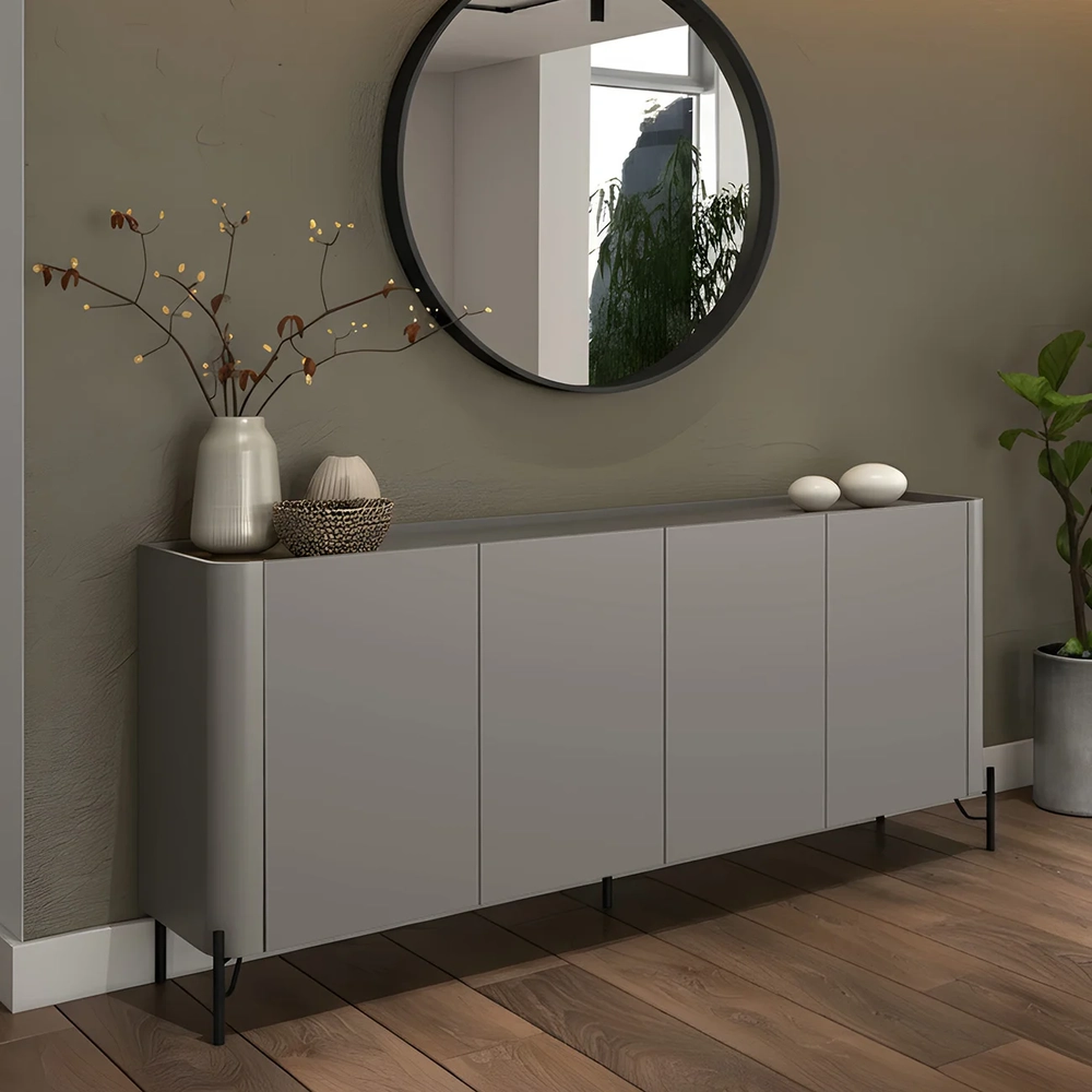 Buffet Aparador 180cm 4 Portas Lisas Blen Grigio/Preto I06 - Mpozenato