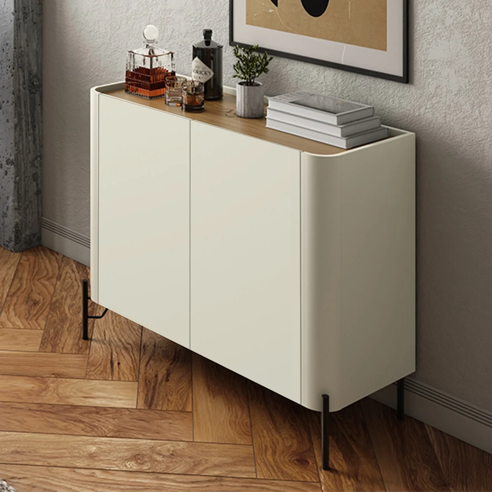 Buffet Aparador 99cm 2 Portas Lisas Blen Louro/Luna/Preto I06 - Mpozenato