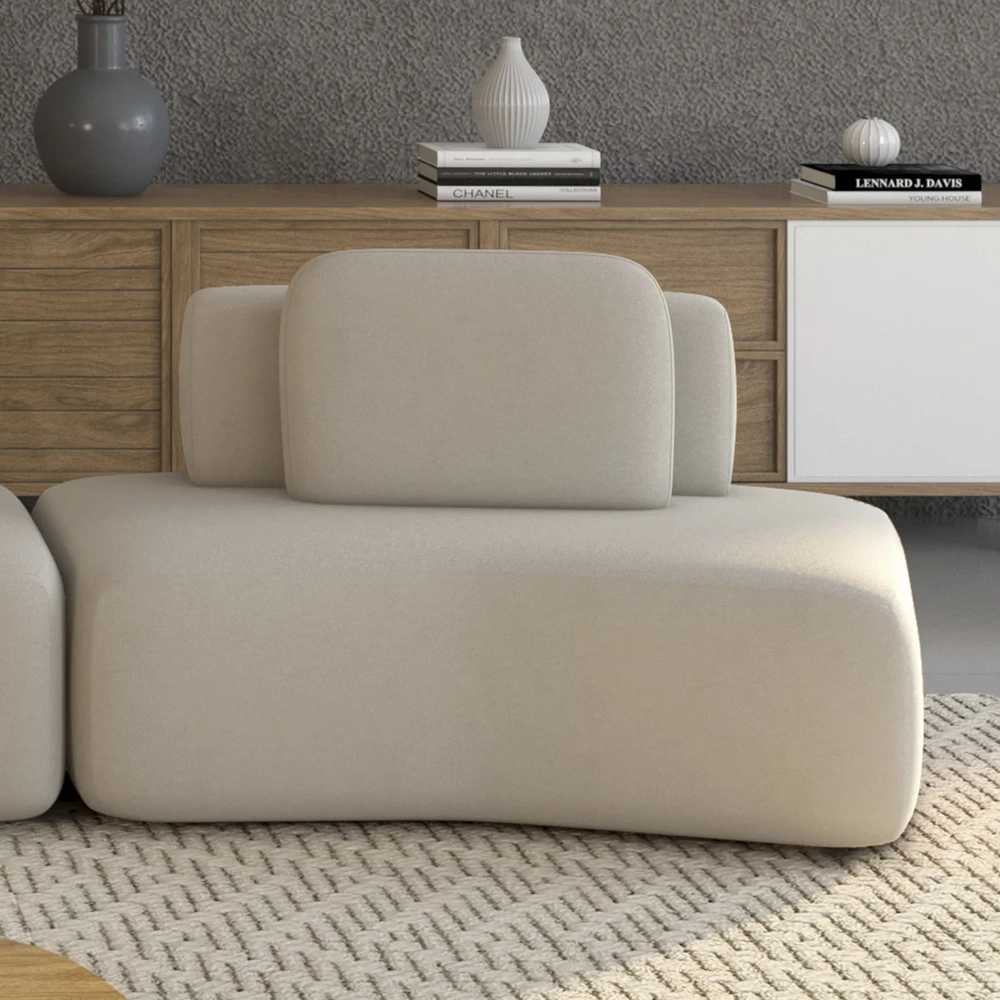 Sofá Modular 174cm Living Sala de Estar Moby Veludo Bege Z08 - Mpozenato