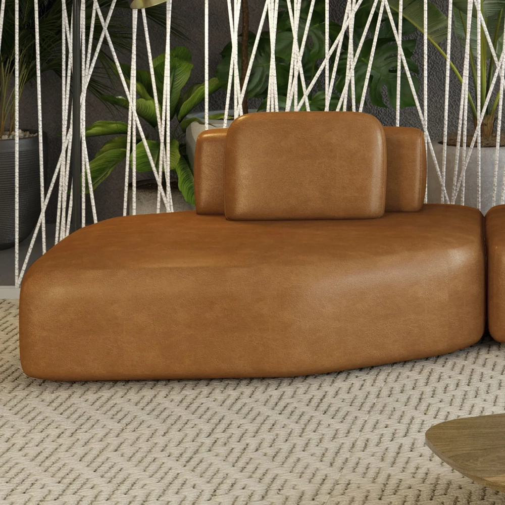 Sofá Chaise Modular 135cm Sala de Estar Moby Sintético Caramelo Z08 - Mpozenato