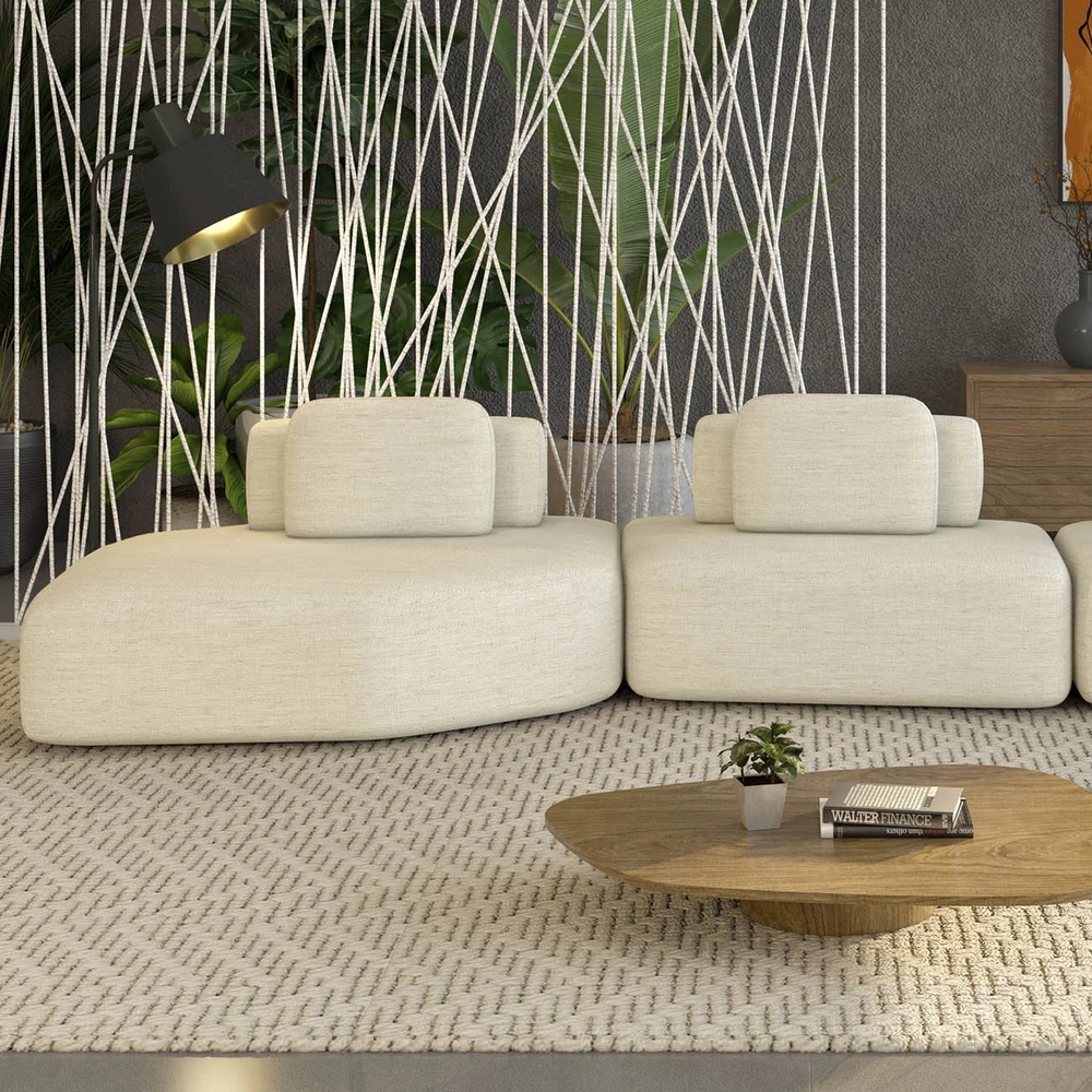 Sofá Ilha 275cm 2 Módulos Sala de Estar Moby Linho Cru Z08 - Mpozenato