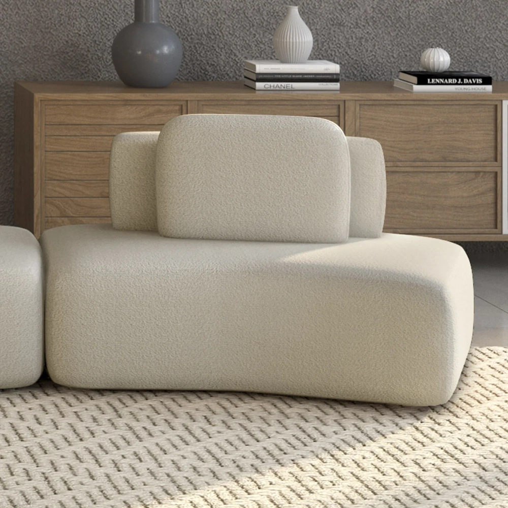 Sofá Modular 174cm Living Sala de Estar Moby Boucle Creme Z08 - Mpozenato