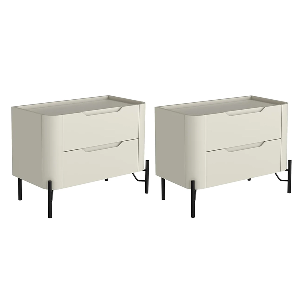 Mesa Cabeceira Para Quarto 68cm Kit 2 Becca Luna/Preto I06 - Mpozenato