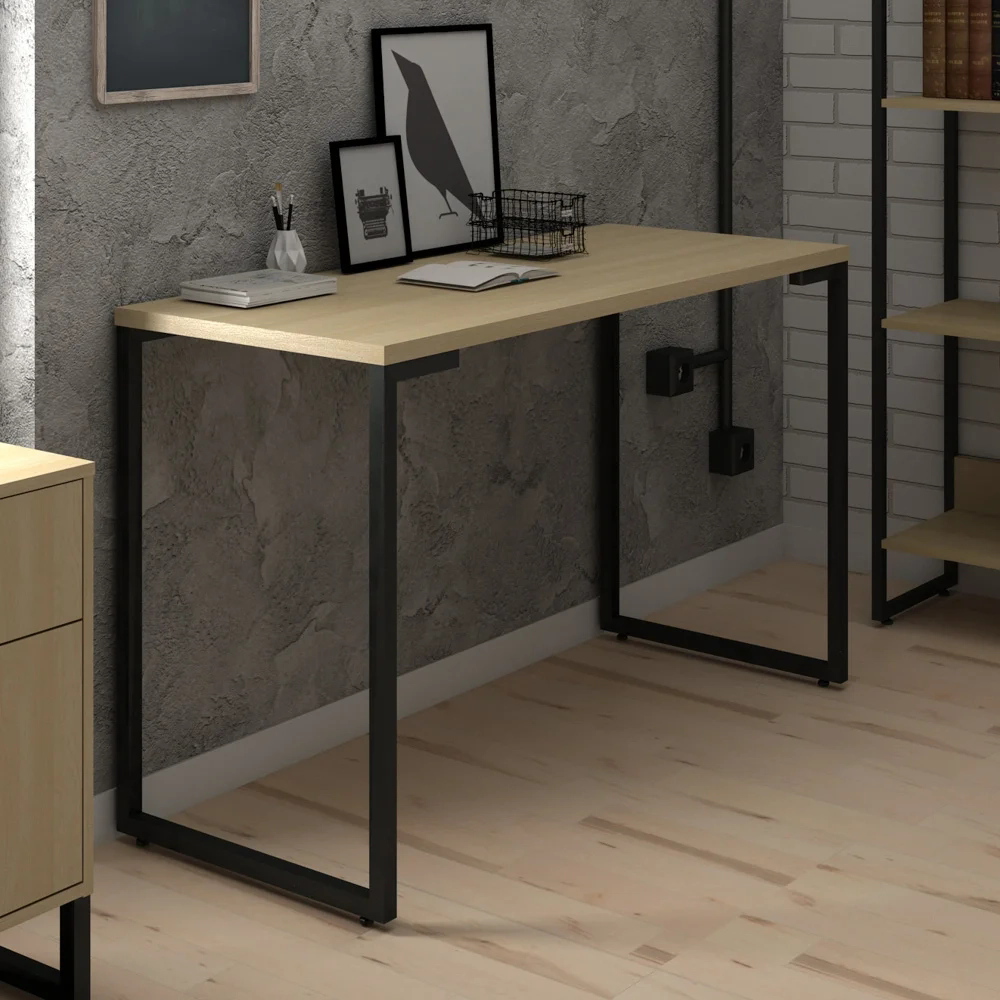 Mesa Escritório 120cm Estilo Industrial New Port F02 Nature - Mpozenato
