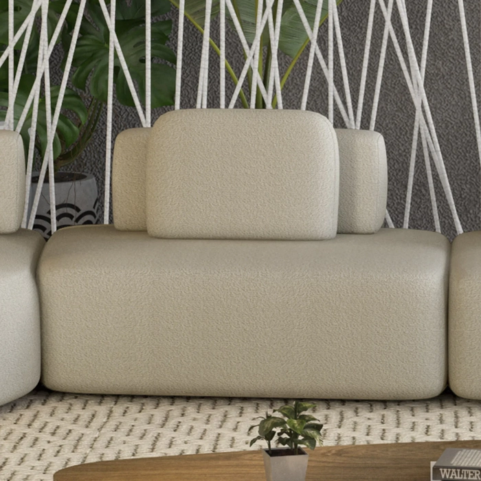 Sofá Modular 140cm Living Sala de Estar Moby Boucle Creme Z08 - Mpozenato