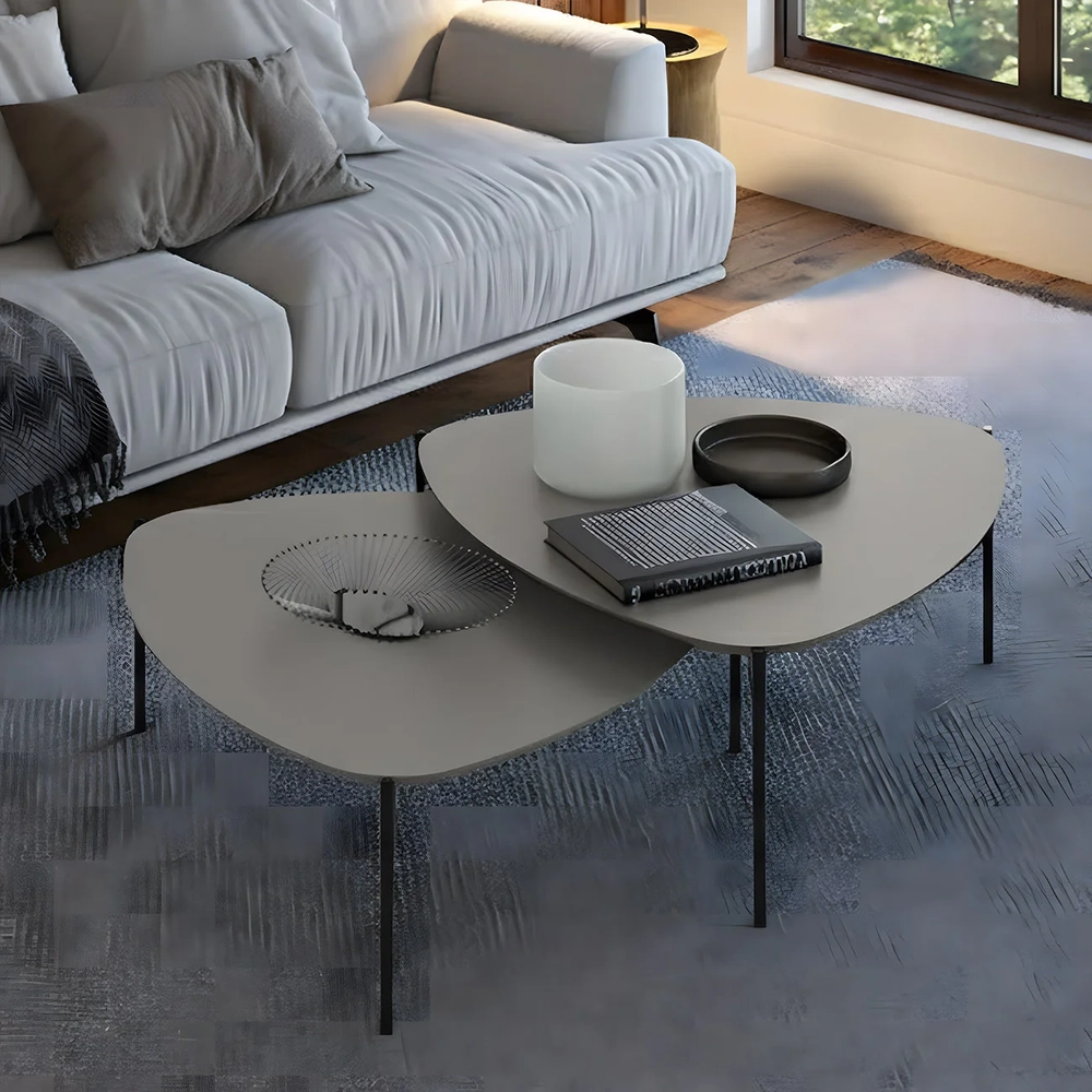 Mesa de Centro Para Sala Pés Metálicos Kit 2 Blen Grigio/Preto I06 - Mpozenato