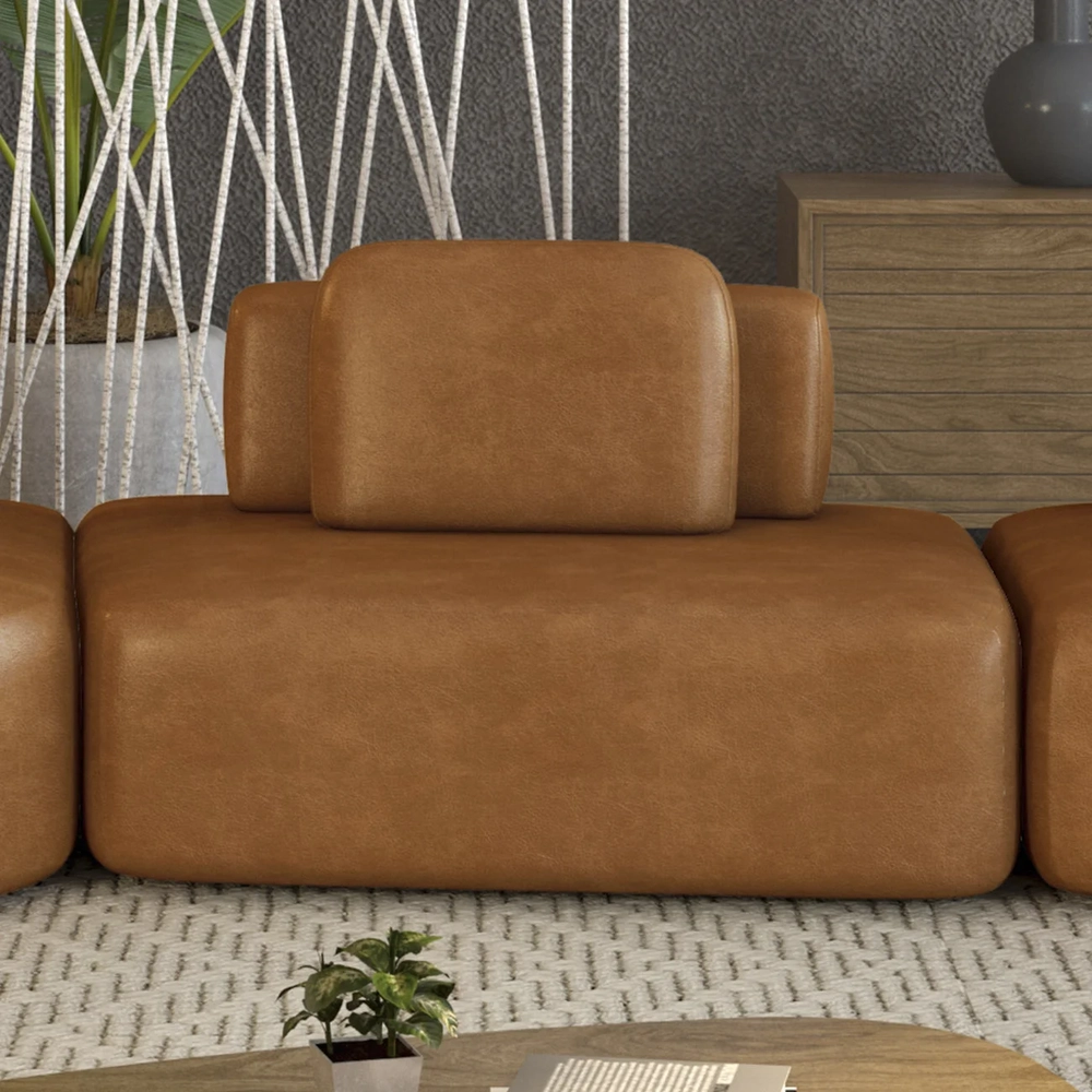 Sofá Modular 140cm Living Sala de Estar Moby Sintético Caramelo Z08 - Mpozenato
