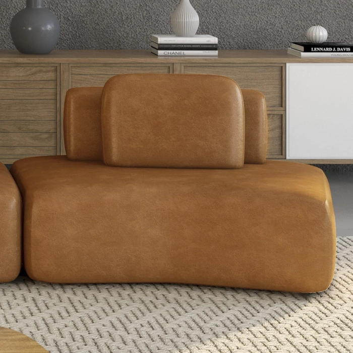 Sofá Modular 174cm Living Sala de Estar Moby Sintético Caramelo Z08 - Mpozenato
