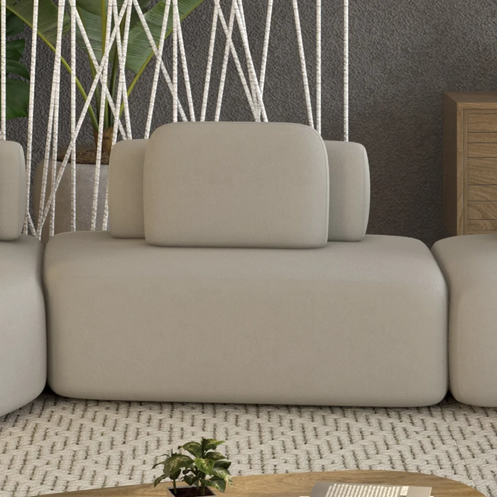 Sofá Modular 140cm Living Sala de Estar Moby Veludo Bege Z08 - Mpozenato