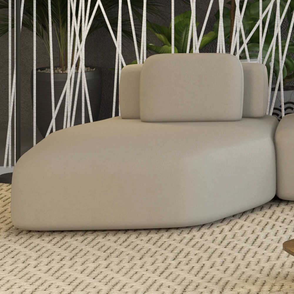 Sofá Chaise Modular 135cm Sala de Estar Moby Veludo Bege Z08 - Mpozenato