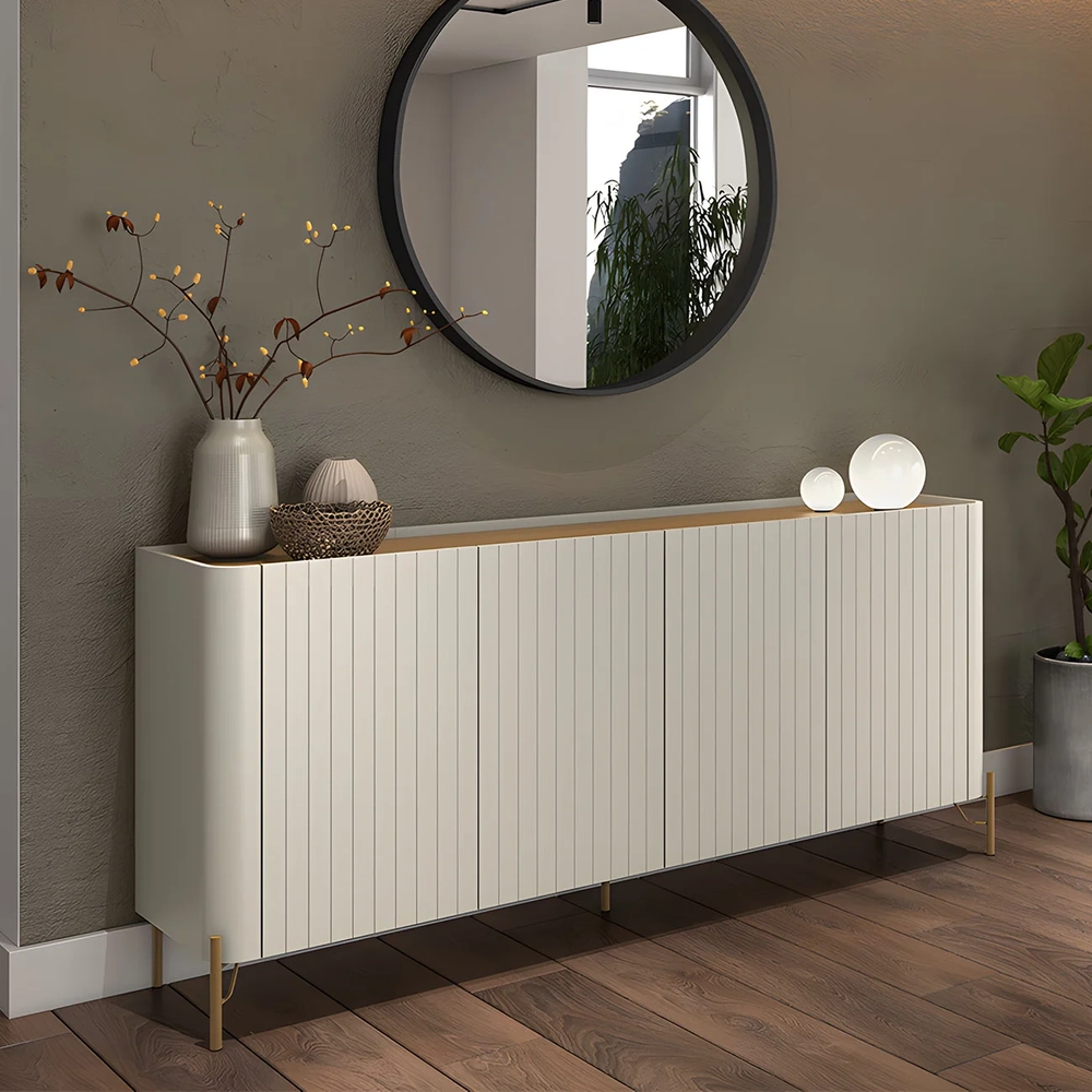 Buffet Aparador 180cm 4 Portas Brise Blen Louro/Luna/Dourado I06 - Mpozenato