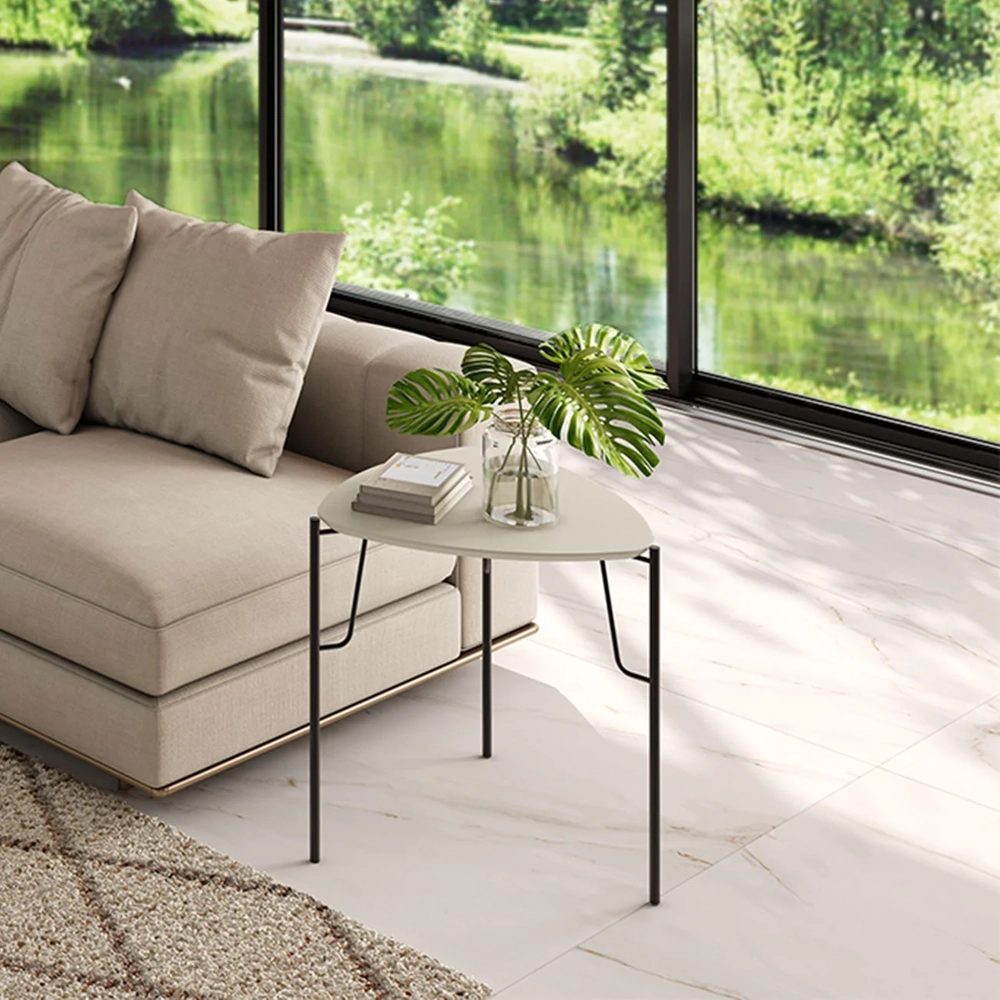 Mesa Lateral Alta Para Sala Pés Metálicos Blen Luna/Preto I06 - Mpozenato