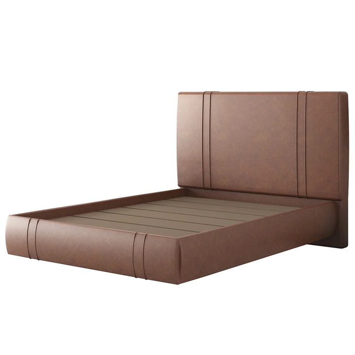 Cama Casal Flutuante Com Cabeceira 140cm Lyra Sintético Telha S05 - Mpozenato