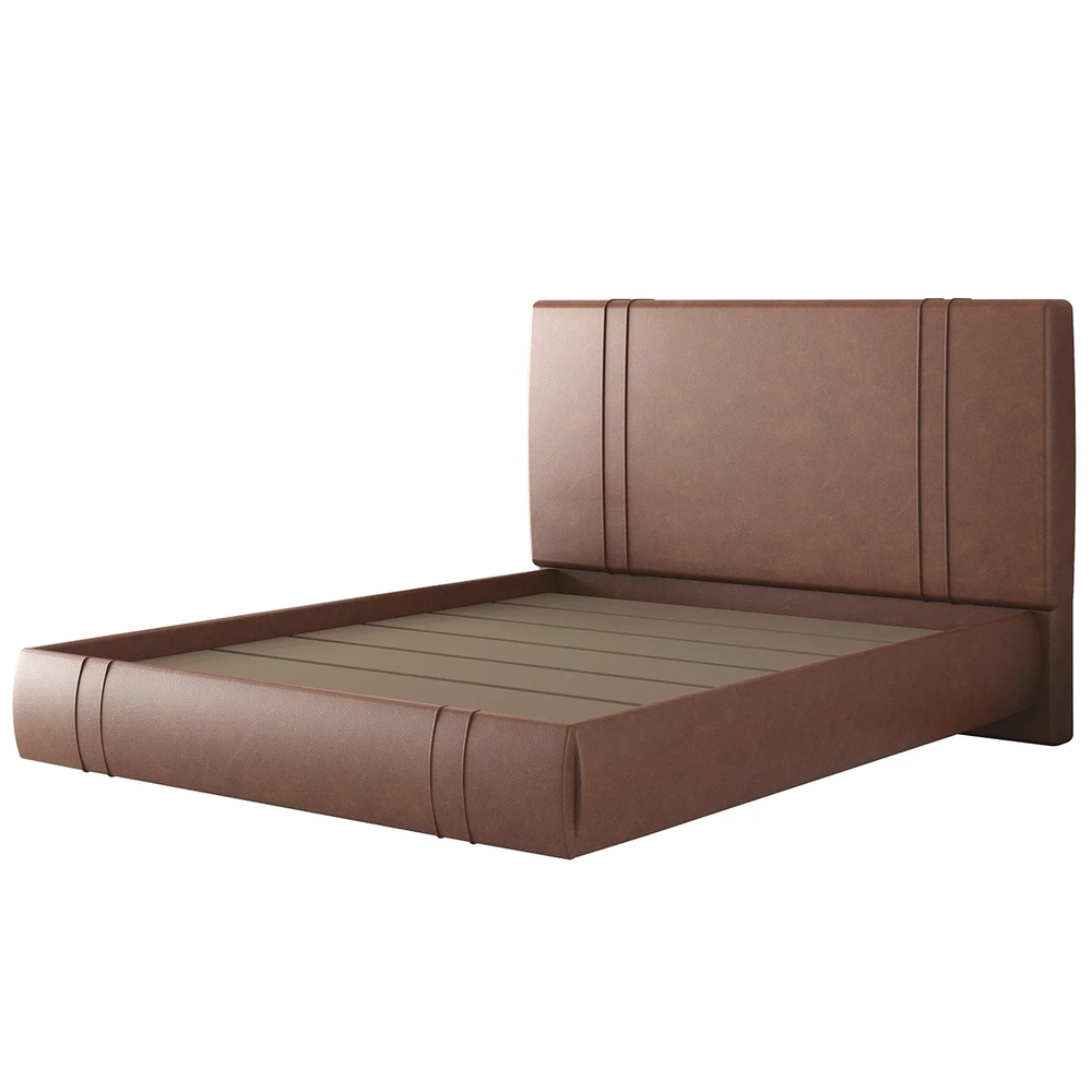 Cama Queen Flutuante Com Cabeceira 160cm Lyra Sintético Telha S05 - Mpozenato