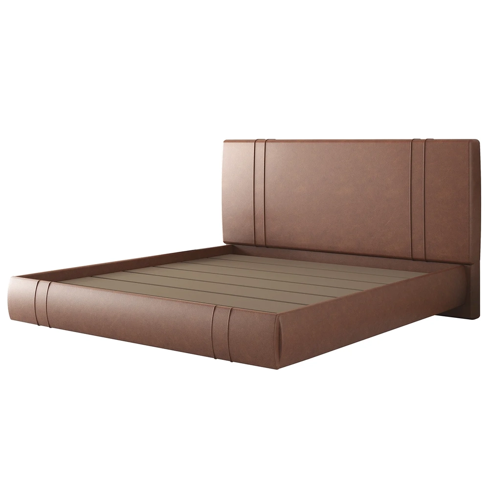 Cama King Flutuante Com Cabeceira 195cm Lyra Sintético Telha S05 - Mpozenato
