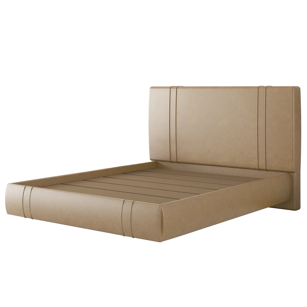 Cama Queen Flutuante Com Cabeceira 160cm Lyra Sintético Bege S05 - Mpozenato