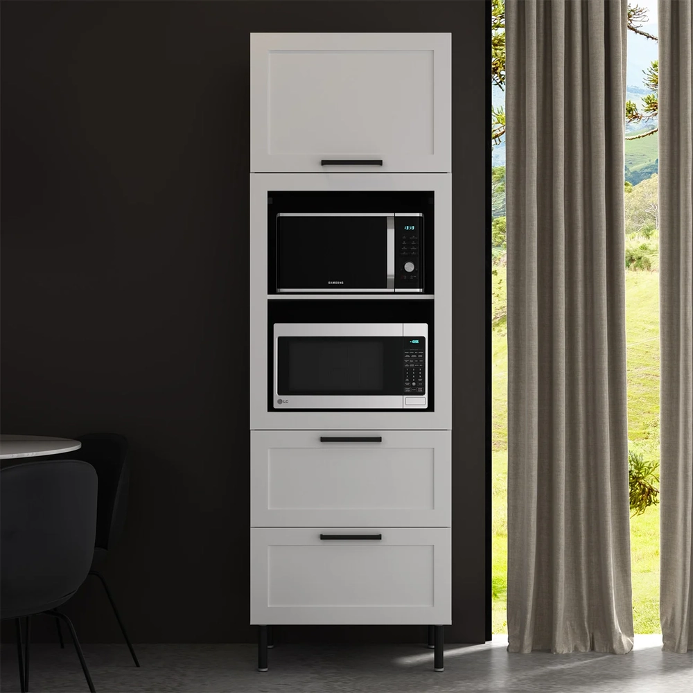 Paneleiro Cozinha Torre Quente 70cm 1 Porta Zaya Branco T01 - Mpozenato