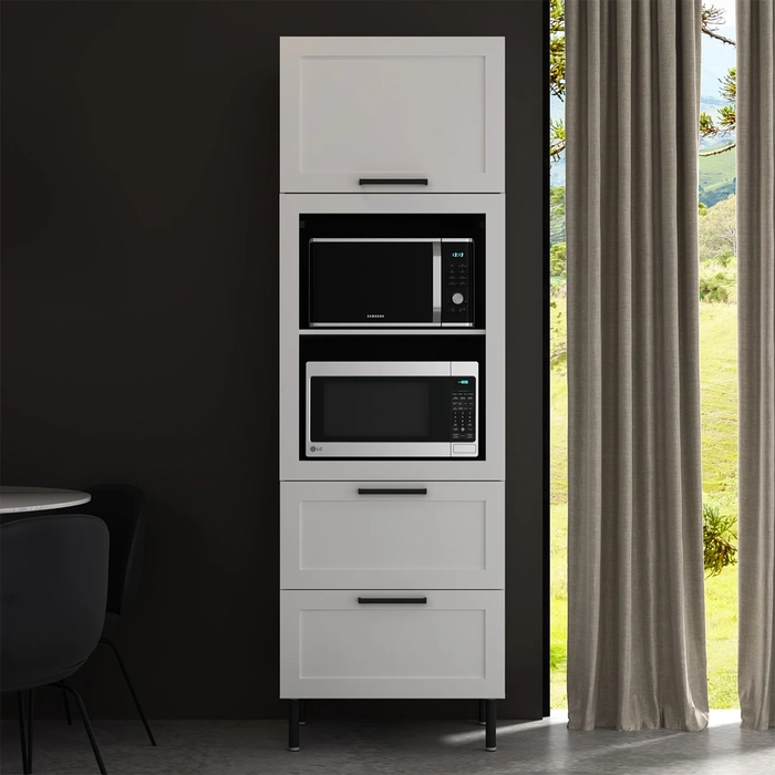 Paneleiro Cozinha Torre Quente 70cm 1 Porta Zaya Branco T01 - Mpozenato