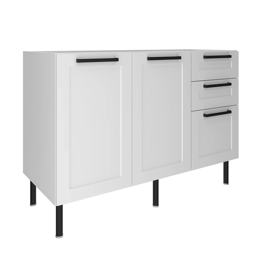 Balcão Cozinha 120cm Para Pia Com 2 Portas Zaya Branco T01  - Mpozenato