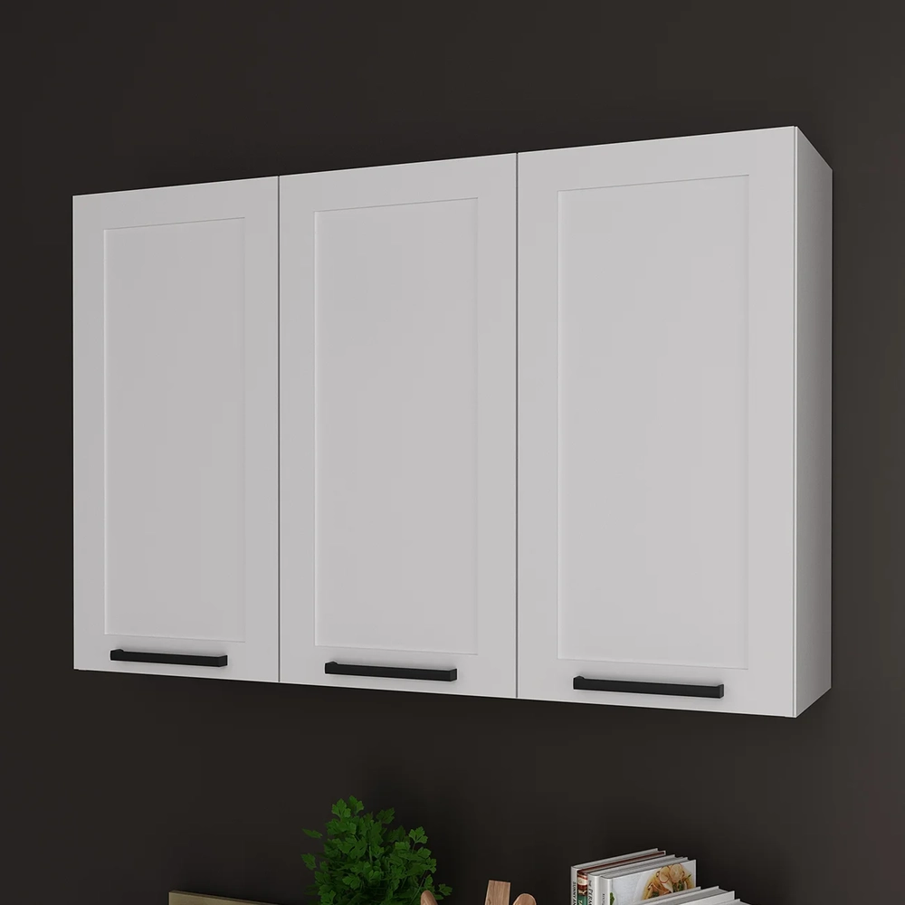 Armário Cozinha Aéreo 120cm Com 3 Portas Zaya Branco T01    - Mpozenato