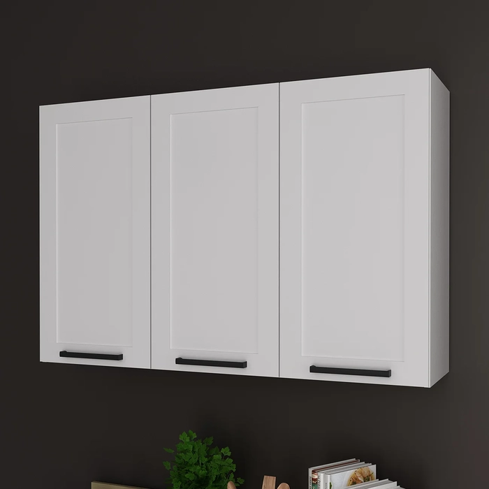Armário Cozinha Aéreo 120cm Com 3 Portas Zaya Branco T01    - Mpozenato