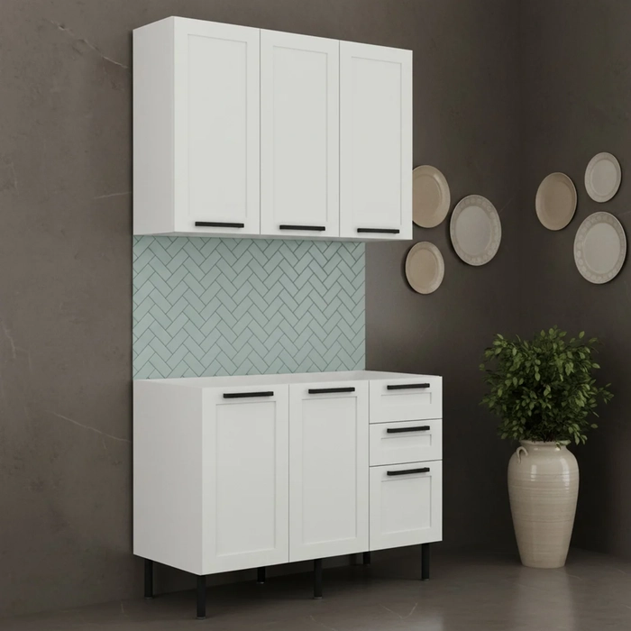 Armário Cozinha e Balcão Para Pia 120cm Zaya Branco T01 - Mpozenato