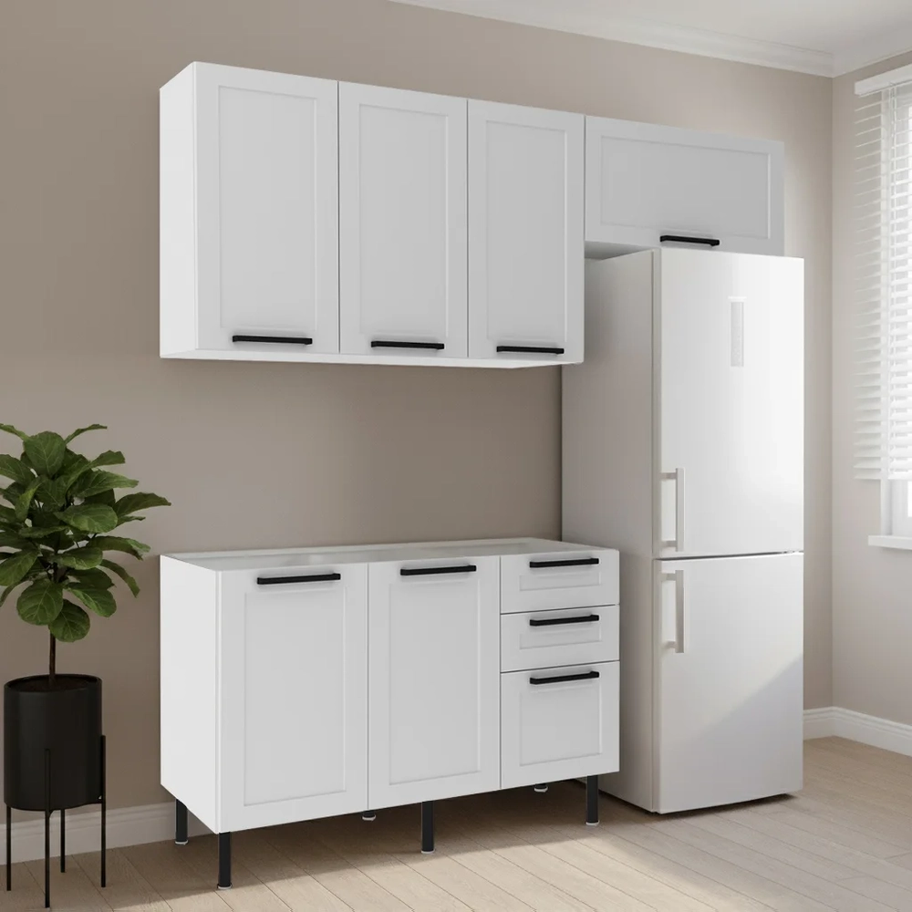 Armário Cozinha 3 Peças Balcão Para Pia CP4A Zaya Branco T01 - Mpozenato