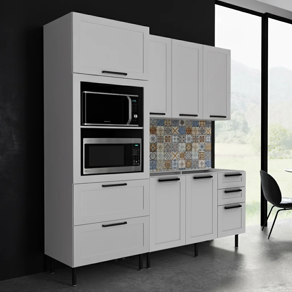 Armário Cozinha 3 Peças Balcão Para Pia CP4B Zaya Branco T01 - Mpozenato