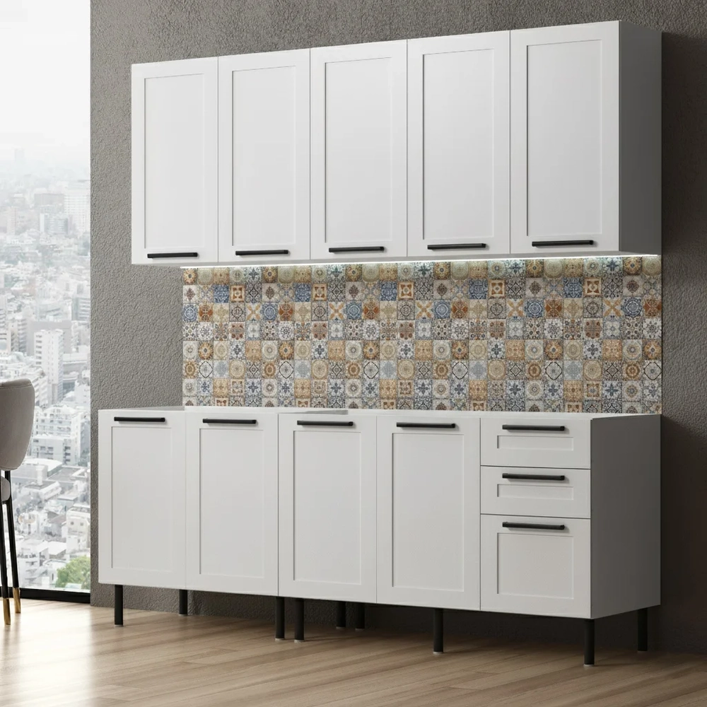 Armário Cozinha 4 Peças Balcão Para Pia CP6A Zaya Branco T01 - Mpozenato