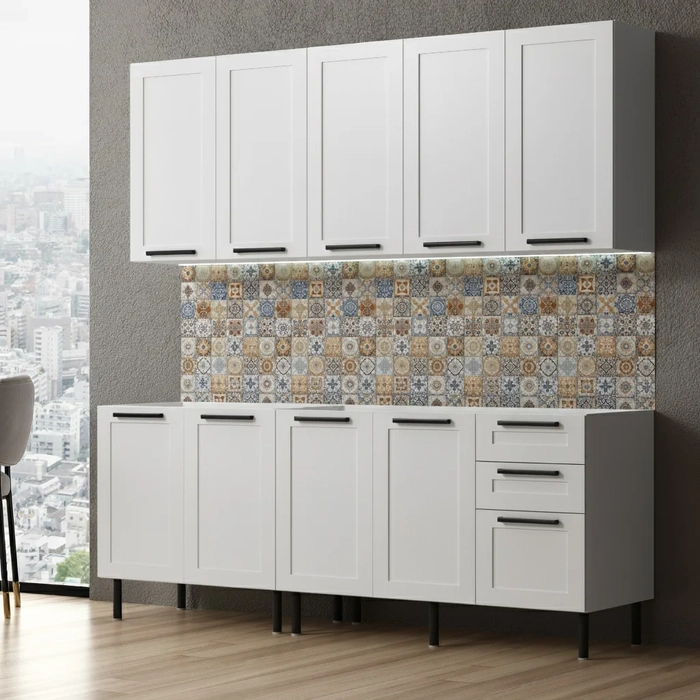 Armário Cozinha 4 Peças Balcão Para Pia CP6A Zaya Branco T01 - Mpozenato