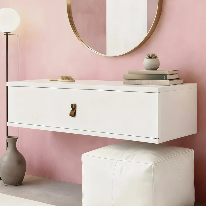 Penteadeira Suspensa 90cm 1 Gaveta Quarto Lila Branco Z49   - Mpozenato