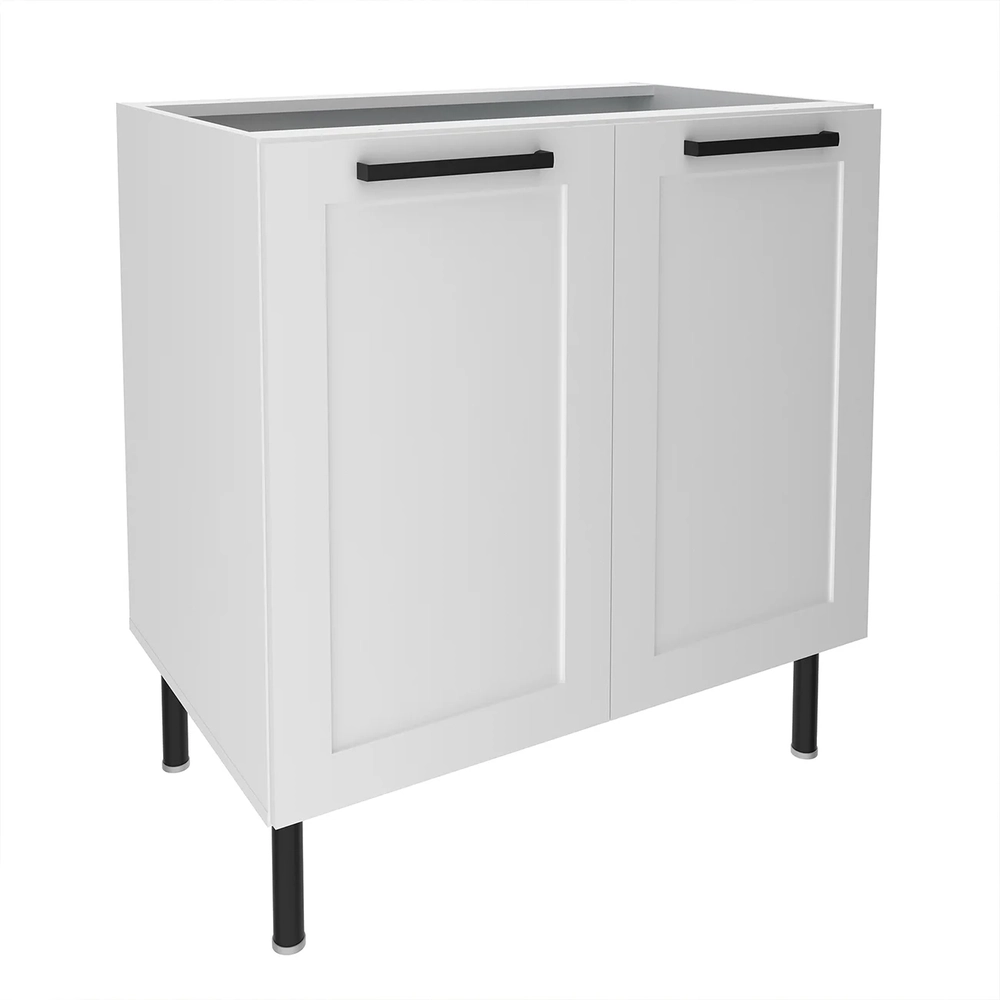Balcão Cozinha 80cm Com 2 Portas 1 Prateleira Zaya Branco T01 - Mpozenato