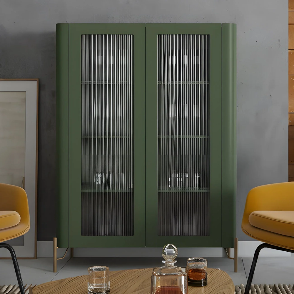 Armário de Cozinha Cristaleira 99cm Blen Musgo/Dourado I06 - Mpozenato