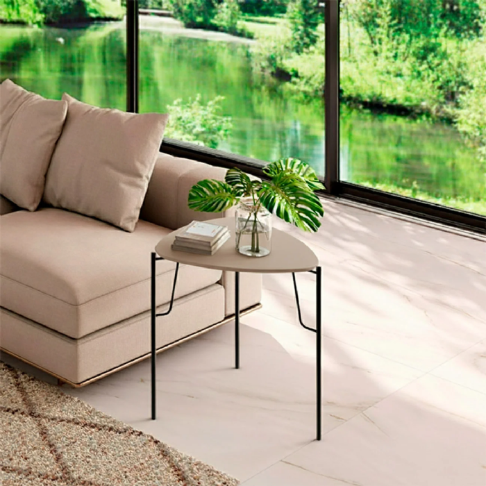 Mesa Lateral Baixa Para Sala Pés Metálicos Blen Grigio/Preto I06 - Mpozenato