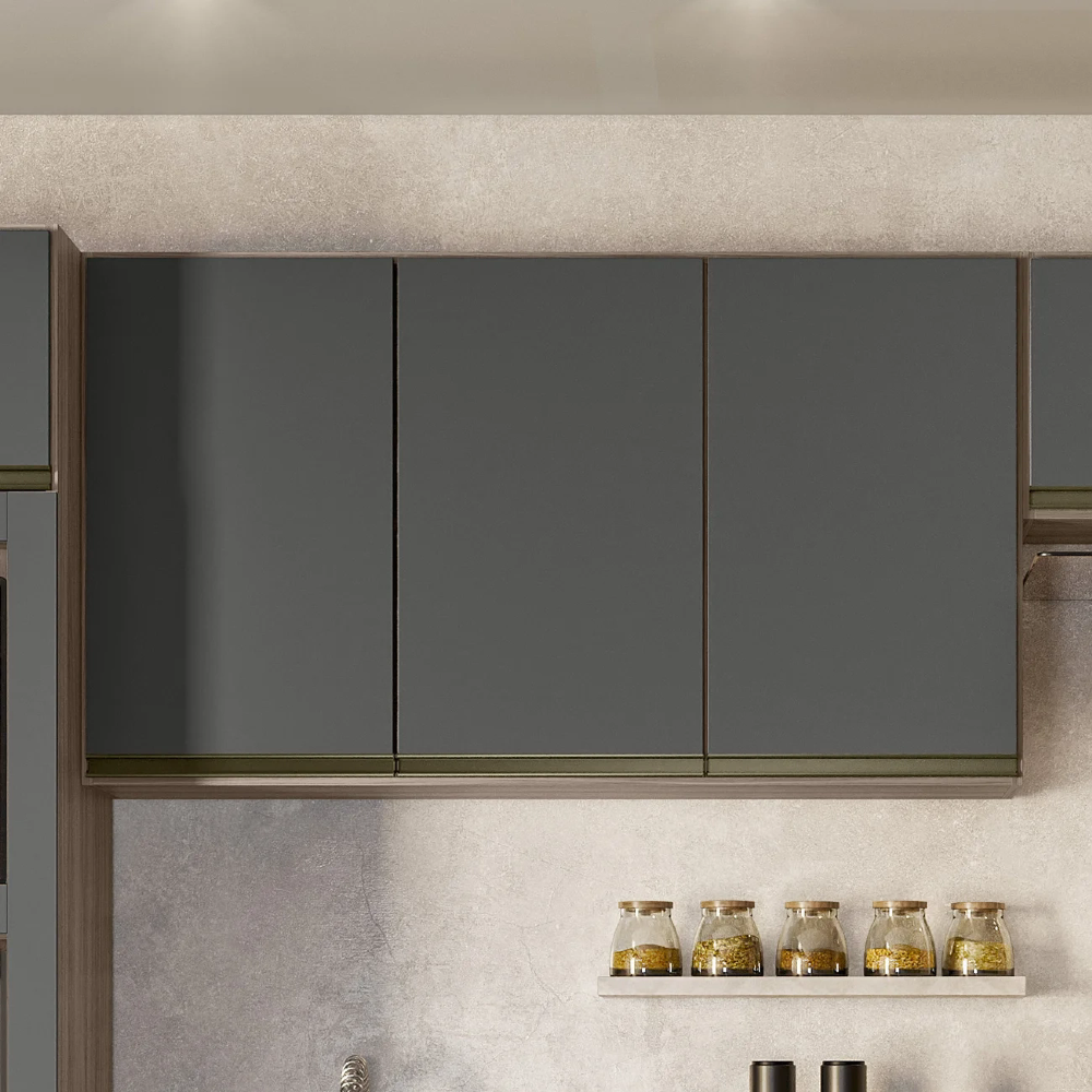 Armário de Cozinha Aéreo 120cm Maly N03 Carvalho/Grafite - Mpozenato