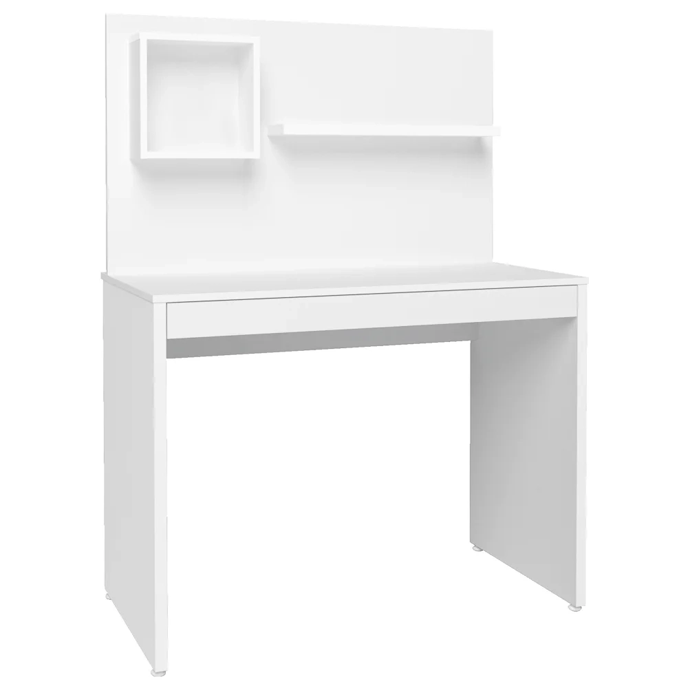 Escrivaninha com Painel 1 Nicho 1 Prateleira Mobile First Branco  Artany