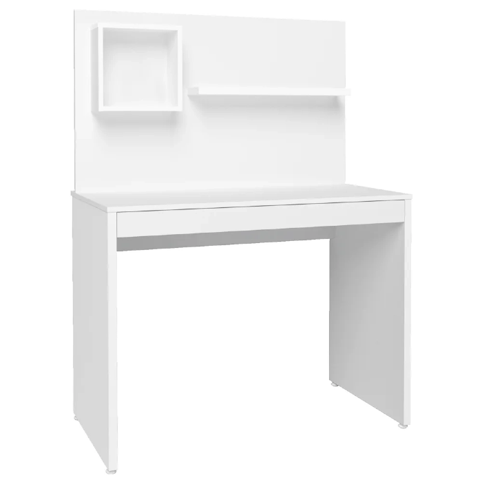 Escrivaninha com Painel 1 Nicho 1 Prateleira Mobile First Branco  Artany