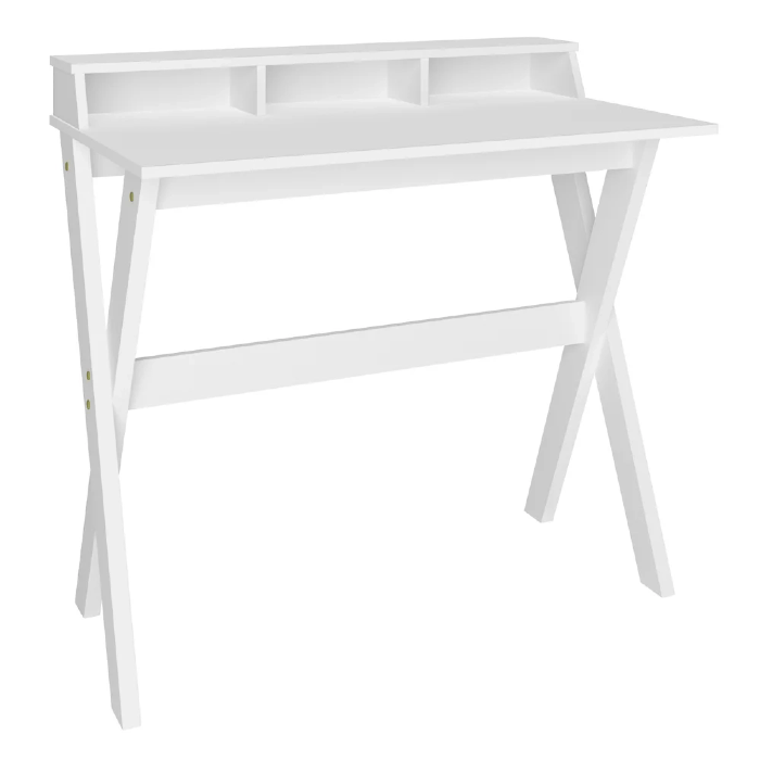 Escrivaninha Mesa para Computador Retrô 3 Nichos Itália Branco  Artany