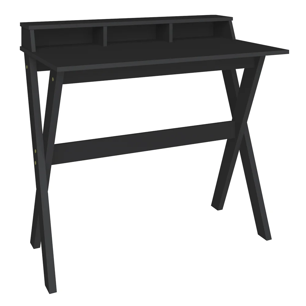 Escrivaninha Mesa para Computador Retrô 3 Nichos Itália Preto  Artany