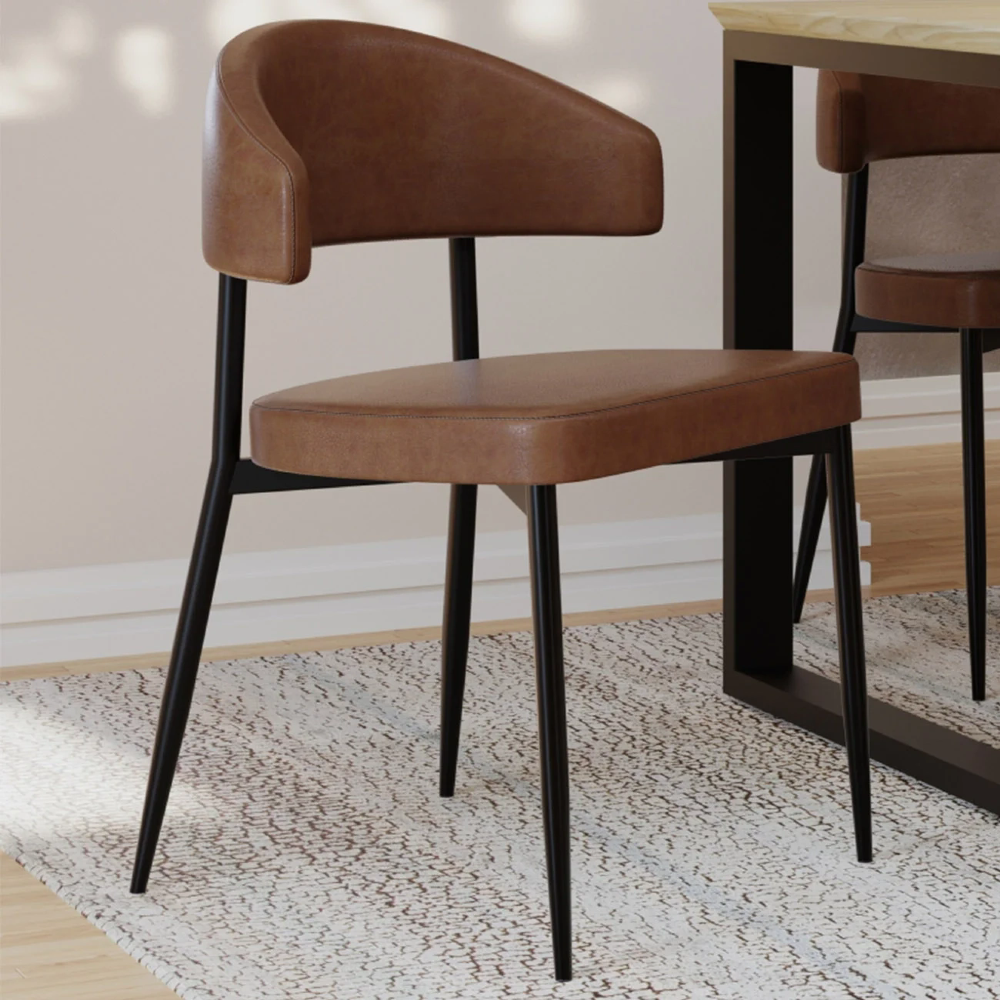 Cadeira de Jantar Estofada Fixa Chloe M25 Sintético Marrom - Mpozenato