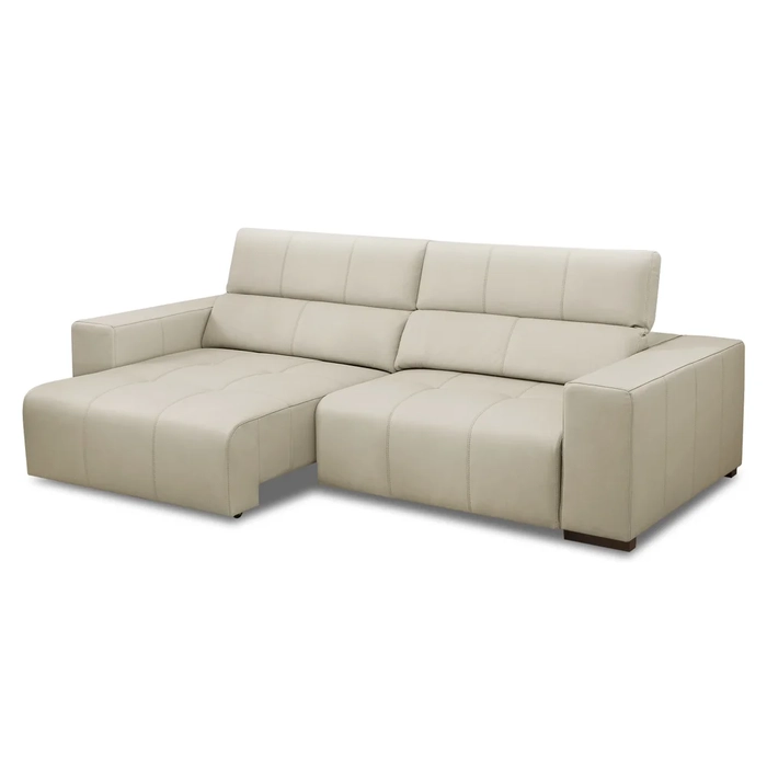 Sofá Retrátil Reclinável 4 Lugares 290cm Mare L08 Couro Off  - Mpozenato