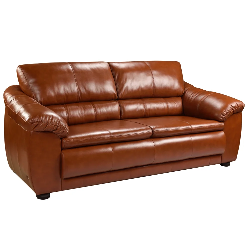 Sofá 2 Lugares Sala de Estar 155cm Veneza Couro Conhaque  - Scala Decor
