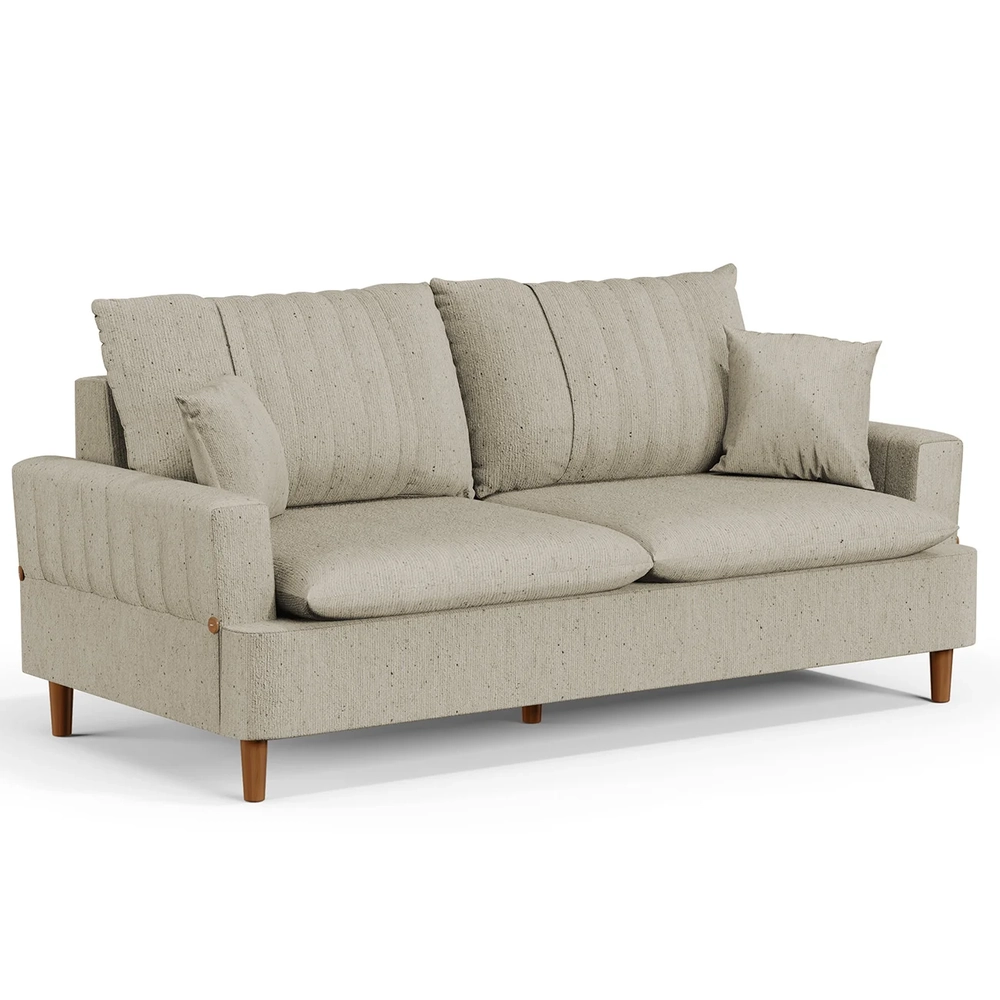 Sofá Living 2 Lugares 160cm com Almofadas Veras D05 Linho Bege - Mpozenato