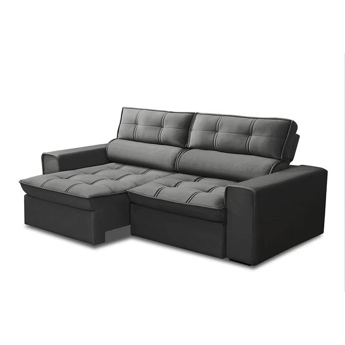 Sofá Retrátil Reclinável 3 Lugares 180cm Blanches F05 Veludo Grafite - Mpozenato
