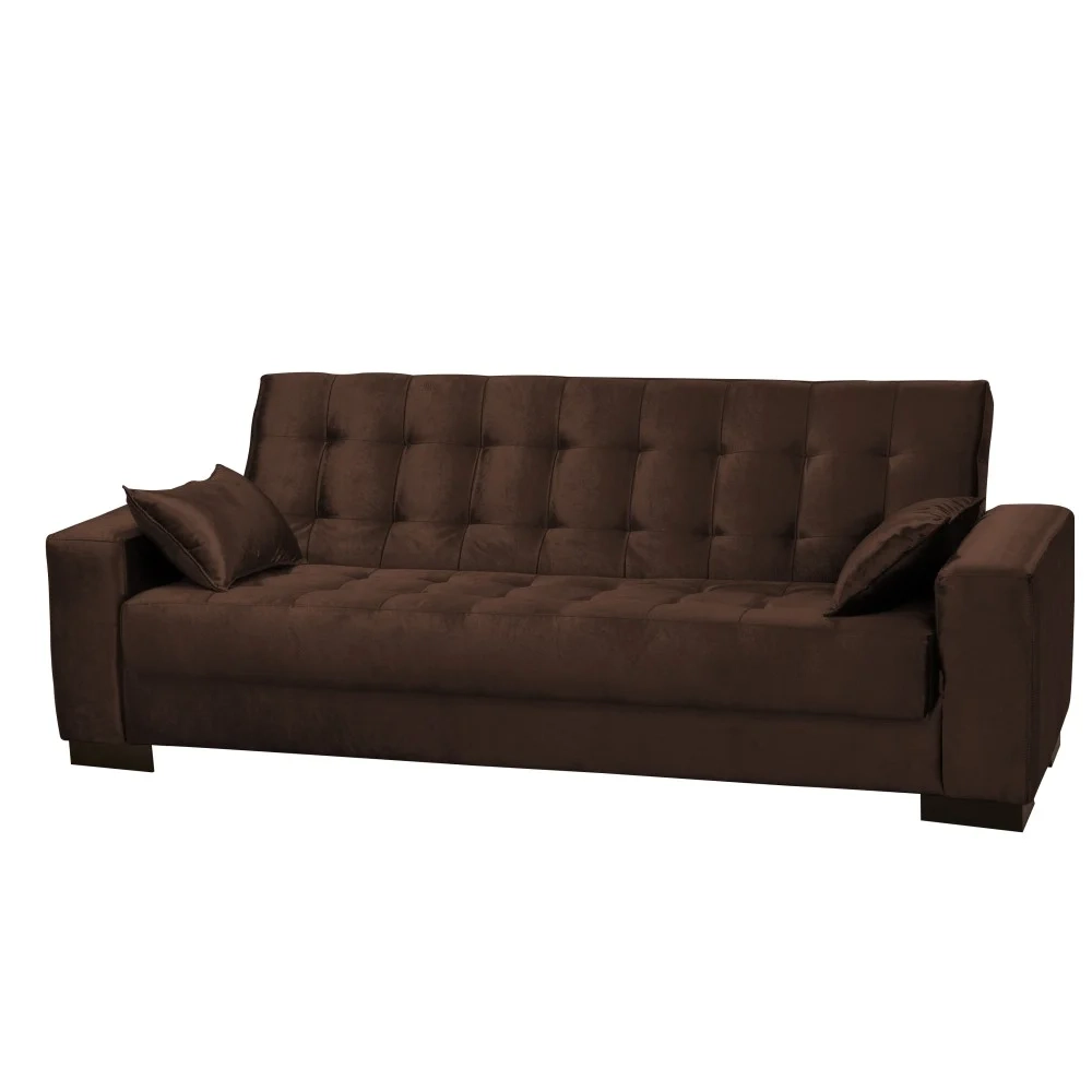 Sofá Cama para Sala de Estar Lisboa Suede Marrom - Ibiza