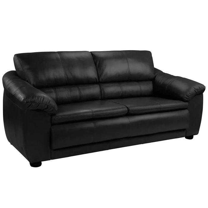 Sofá 2 Lugares Sala de Estar 155cm Veneza Couro Preto - Scala Decor