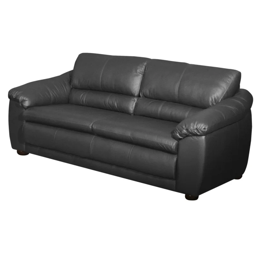 Sofá 3 Lugares Sala de Estar 200cm Veneza Couro Preto - Scala Decor