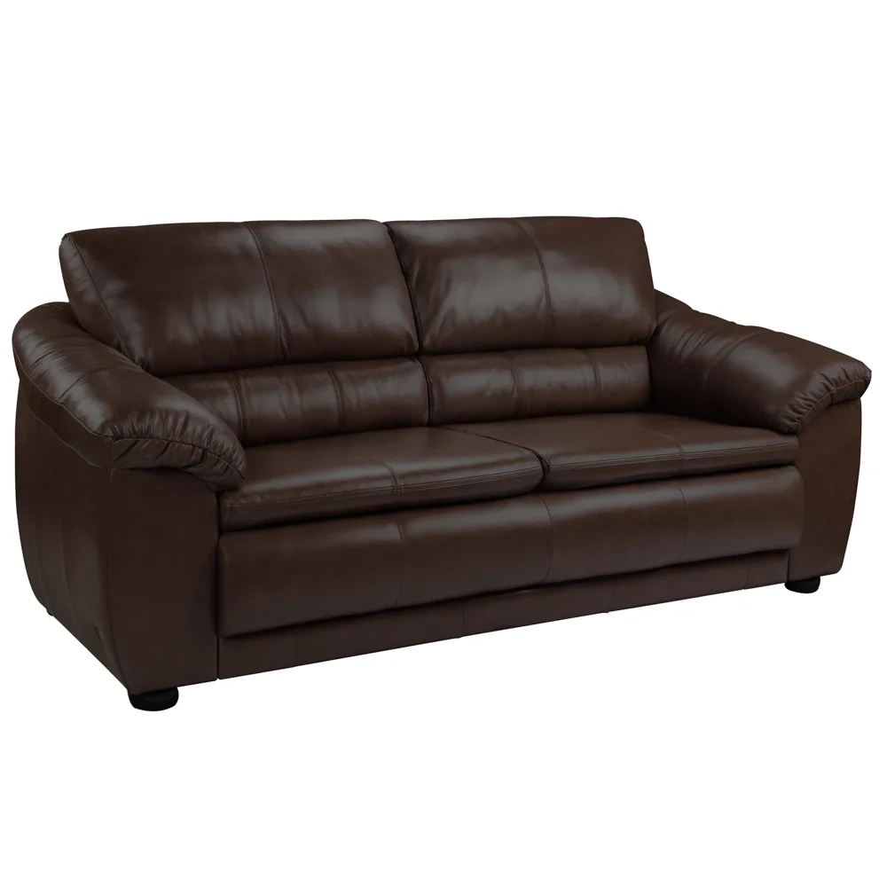 Sofá 3 Lugares Sala de Estar 200cm Veneza Couro Marrom - Scala Decor